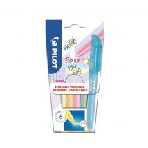Lot De 6 Surligneurs Effaçables Pilot - Frixion Light Soft - Bleu / Violet / Vert / Rose / Jaune / Orange - Pointe Biseautée Moyenne