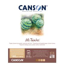 Bloc Papier Dessin Bl 20fl Mi-teintes 24 X 32 160 G - Nuances De Marron - Canson