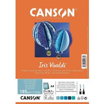 Canson Iris Vivaldi - Papier Dessin - A4 - 25 Feuilles - Bleu - 185g/m² - Canson