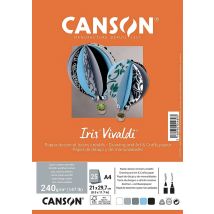 Canson Iris Vivaldi - Papier Dessin - A4 - 25 Feuilles - Gris - 240g/m² - Canson