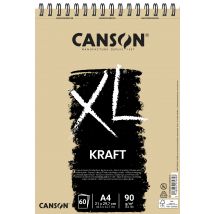 Canson Xl Kraft - Bloc À Dessins - Reliure À Anneaux Métalliques - A4 - 60 Feuilles - Kraft - Canson