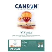 Canson c À Grain - Bloc-notes Collé Sur Le Côté Court - A4 - 30 Feuilles - Papier Blanc - Canson