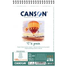 Canson c À Grain A5+ - Album À Côté Court - Reliure À Anneaux Métalliques - 148 X 227 Mm - 30 Feuilles - Papier Blanc - Canson