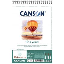Canson c À Grain A5+ - Album À Côté Court - Reliure À Anneaux Métalliques - 148 X 227 Mm - 30 Feuilles - Papier Blanc - Canson