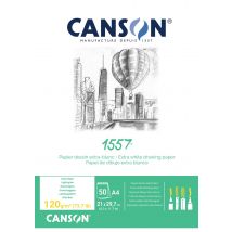 Bloc De 50 Feuilles Collées Sur 1 Coté 1557 A4 120gr - Croquis - Canson