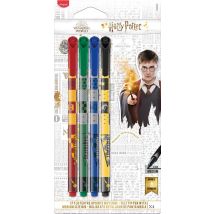 4 Feutres D’écriture - Rouge, Vert, Bleu, Noir - Graph'peps Harry Potter - 0,8 Mm - Maped