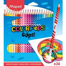Lot De 24 Crayons De Couleur Effaçables - Maped - Couleurs Assorties - Color'peps Oops!
