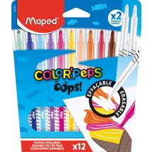 Lot De 12 Feutres De Coloriage Effaçables Pointe Moyenne Conique - Maped Creativ - Multicolore - Color'peps Oops !
