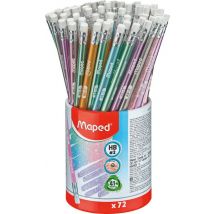 Pot De 72 Crayons Graphite Pailleté Déco Avec Gomme - Maped