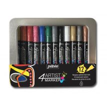 Boîte De 12 Marqueurs Peinture À L'Huile 4artist - Couleurs Assorties - 4 Mm - Pebeo - Pébéo