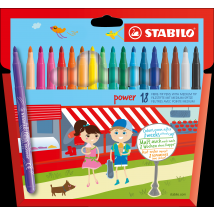 Lot De 18 Feutres De Coloriage Pointe Moyenne - Stabilo - Couleurs Assorties - Power - Stabilo