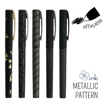 1 Roller - Bleu - Ink Metallic Pattern Rollink - Pointe Moyenne - Modèles Assortis