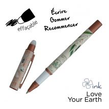 1 Stylo À Bille - Bleu - Ink Love Your Earth Effacink - Pointe Moyenne - Modèles Assortis