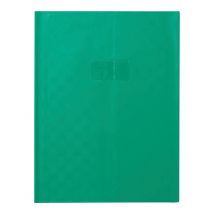 Protège-cahier+marque-page Grain Madras 22/100ème 24x32 Vert + Porte Étiquette - Clairefontaine