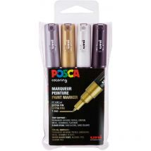 Lot De 4 Marqueurs Pointes Coniques Extra-fines - Posca - Couleurs Métalliques