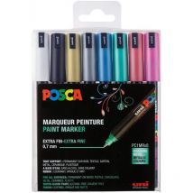 Lot De 8 Marqueurs Pointes Calibrées Extra-fines - Posca - Couleurs Métalliques