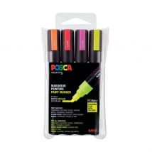 Lot De 4 Marqueurs Pointes Coniques Moyennes - Posca - Couleurs Fluos