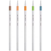 5 Feutres Emott Natural Colors - Pointe Fine 0,4 Mm - Uni-ball - Vert, Bleu De Saxe, Beige, Orange, Rose Saumon - Uni-Ball