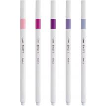 5 Feutres Emott Floral Colors - Pointe Fine 0,4 Mm - Uni-ball - Mauve, Lilas, Rose Bonbon, Rose Vif, Brume Marine - Uni-Ball