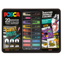 Mallette De 20 Marqueurs Posca - Street Vibes - Couleurs Assorties