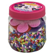 Pot De Perles Et Plaques Hama - 5 Mm - Rose - 4000 Perles 3 Plaques