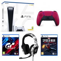Pack Playstation 5 + 2 Manettes + Casque + Spider-man Miles Morales + Gran Tursimo 7 - Sony