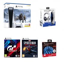 Pack Console Ps5 Standard God Of War Ragnarok + Casque Gaming Konix - Mythics Nemesis + Gran Turismo 7 + Spider-man Miles Morales + Bande Led Konix- 