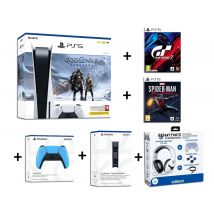 Pack Ps5 + Manette Dualsense Bleue + Gran Turismo 7 + Spider-man Miles Morales + Konix My Ps5 Starter Pack + Recharge Dualsense - Sony