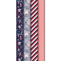 Rouleau De Papier Cadeau Clairefontaine - Papier Excellia 80g - 2x0,70m - Patrimoine Français, Tour Eiffel, Drapeaux