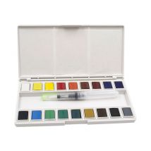 Boîte De Peinture Aquarelle 18 1/2 Godets D'Aquarelle Avec 1 Pinceau Réservoir - Monali