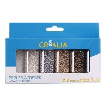 Perles De Rocaille 2mm À Tisser Créalia - Noir / Or / Gris / Beige / Bronze / Transparent