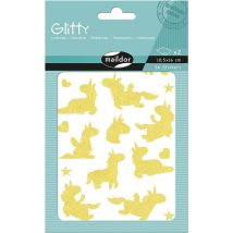 Gommettes Brillantes Et Pailletées Maildor - Glitty Licorne - Jaune/rose - 36 Pièces