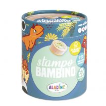 Coffret De Tampons En Bois Aladine - Stampo Bambino Dinosaure - 8 Pièces + 1 Encreur