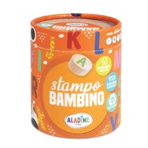 Coffret De Tampons En Bois - Stampo Bambino Alphabet - 28 Pièces + 1 Encreur - Aladine