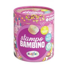 Coffret Tampons En Bois Aladine - Stampo Bambino Princesse - 8 Pièces + 1 Encreur