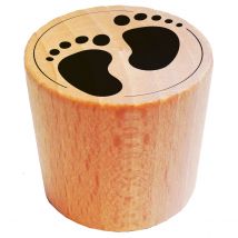Tampon En Bois Rond - Empreinte Pied - Aladine