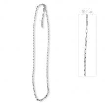 Collier Chaine Gros Maillons En En Acier Inoxydable - 40 Cm + 5 Cm D'Extension - Argenté