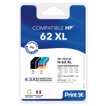 Cartouches D'Imprimante Print 3e - Compatibles Hp 62 Xl - Noir/couleur