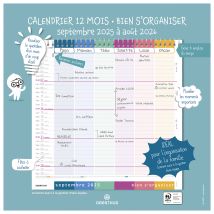 Calendrier 2025/2026 Oberthur - 12 Mois - Bien S'Organiser - 30 X 30 Cm