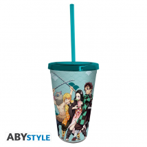 Gobelet Avec Paille - Demon Slayer - Groupe - 470 Ml - Abystyle
