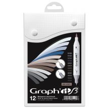Set 12 Marqueurs À Double Pointe - Graph'it Brush Mix Greys - Graph'IT