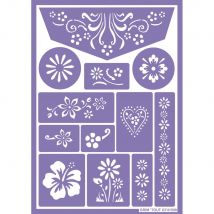 Pochoirs De Maquillage Fleurs - Grim'tout - 1 Planche