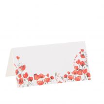 10 Marque-places Poppy Love - Coquelicot Rouge Aquarelle - 8 X 4 Cm