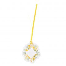10 Étiquettes Mimosa Avec Ruban En Satin - 5,5 X 6,5 Cm