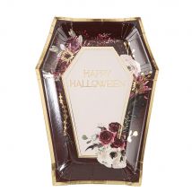 Lot De 8 Assiettes - Cerceuil happy Halloween Witchyland - Carton - Artyfêtes