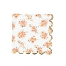 Lot De 16 Serviettes Artyfêtes - Peachy - Papier - Rose, Pêche Et Or - 33 X 33 Cm - 3 Plis