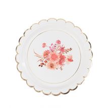 Lot De 8 Assiettes Artyfêtes - Time To Disco - Carton - Terracotta, Framboise Et Or - Ø23 Cm