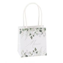 Lot De 4 Sacs Artyfêtes - merci Jardin Botanique - Vert Sauge Et Blanc - 10 X 11 X 7 Cm