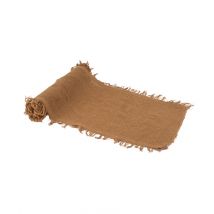 Chemin De Table - Effiloché Façon Chanvre - Camel - 30 Cm X 3 M - Artyfêtes