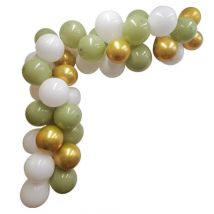 Kit Arche De Ballons Artyfêtes - La Greenery - Vert De Gris, Blanc Et Or - 40 Pièces